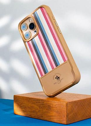 Кожаный чехол polo santa barbara isaac для apple iphone 16 pro (6.3") champagne gold
