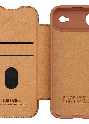 Кожаный чехол-книжка nillkin qin pro camshield для apple iphone 17 air (6.5") brown