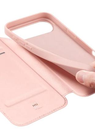 Чехол-книжка dux ducis с карманом для визиток для apple iphone 17 air (6.5") rose gold