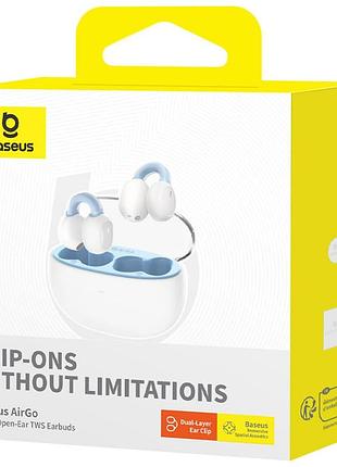 Беспроводные tws наушники baseus airgo 1 ring open-ear (a00069201) stellar white