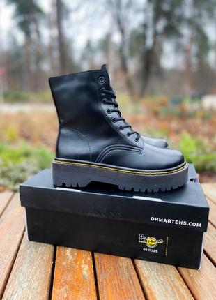 Черевики dr.martens jadon black premium (fur) 
без замка ☑  ботинки зимние с мехом4 фото