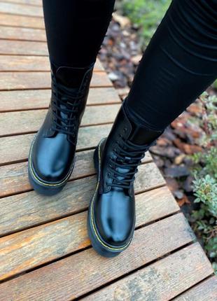 Черевики dr.martens jadon black premium (fur) 
без замка ☑  ботинки зимние с мехом10 фото