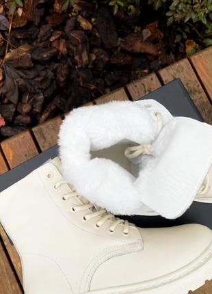 Черевики dr.martens 1460 white cream premium (fur) 
без замка ☑ ботинки зимние с мехом2 фото
