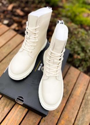 Черевики dr.martens 1460 white cream premium (fur) 
без замка ☑ ботинки зимние с мехом4 фото