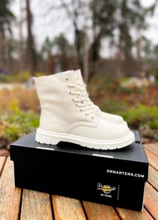 Черевики dr.martens 1460 white cream premium (fur) 
без замка ☑ ботинки зимние с мехом5 фото