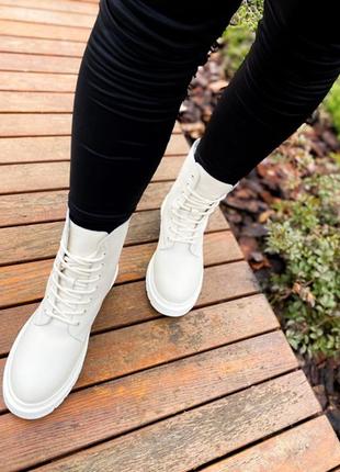 Черевики dr.martens 1460 white cream premium (fur) 
без замка ☑ ботинки зимние с мехом9 фото