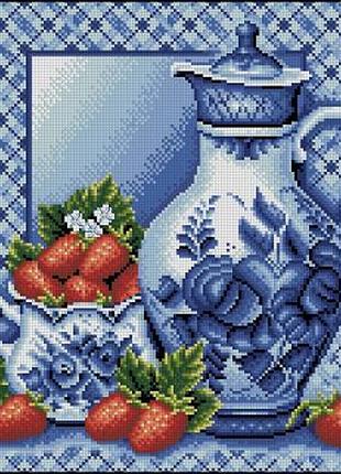 Схема для вышивки крестом *pdf. размер: 23*25 см клубника со сливками
