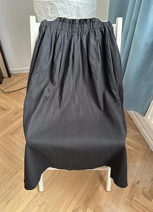 Лляна міді спідниця з кишенями asos