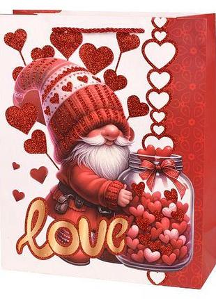 Пакет подарунковий паперовий l "love you" 31*40*12см
