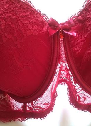32g 70g/75f 75ф обворожительное красное кружевное бюстье балконет удлиненный бра4 фото
