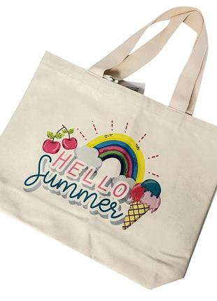 Шопер "hello summer" бежевий 44х35х10см