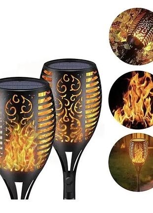 Водонепроникний ліхтар 52 см з ефектом полум'я solar flame led light sensor activated