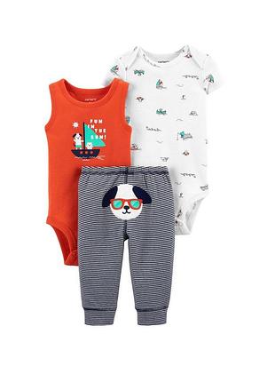 Комплект набор тройка "собачка" carters 12м (72-76см)