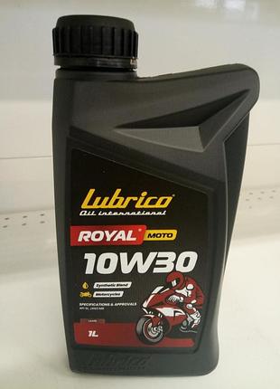 Масло моторное мотоциклетное полусинтетическое lubrico royal moto 10w-30, api sl, jaso mb, 1 л