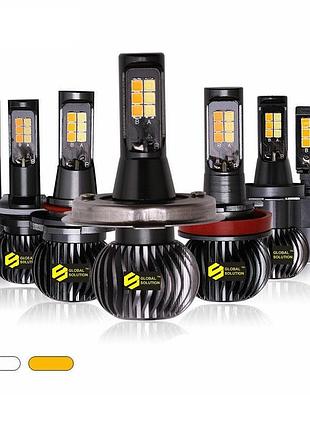 Cветодиодные led лампы 9006-3030-12smd foglight белый/желтый