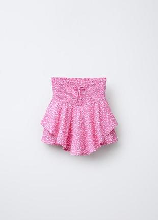 Юбка с шортами летняя в цветочек на девочку zara розовая 164