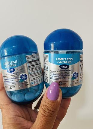 Limitless lactase 12000. средство для пищеварения при непереносимости лактозы. 30 таблеток. digestive aid for lactose intolerance