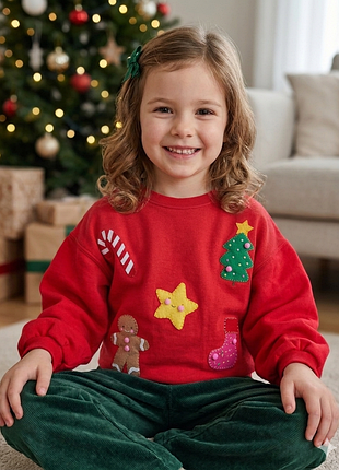Новогодний детский свитшот, теплый свитшот, 122 см, 6-7 лет, next