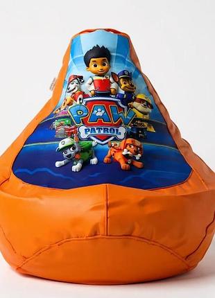 Оранжевый кресло мешок груша детская щенячий патруль 90х60 paw patrol