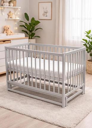 Детская кроватка кузя софа 120×60 с продольным маятником, серый