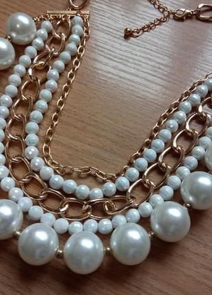 Элегантное многоярусное колье бусы многорядные 3