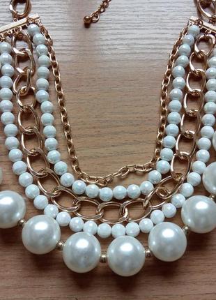 Елегантне багатоярусне намисто кольє багаторядні 4