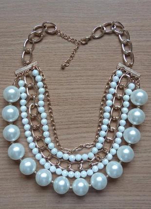 Элегантное многоярусное колье бусы многорядные 2
