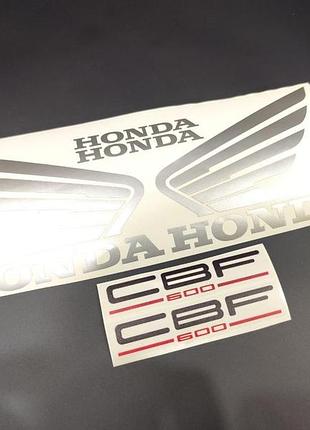 Наклейки на мотоцикл бак пластик honda на мотоцикл хонда cbf цбф 600 сріблястий металік бічні на бак глянець