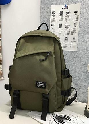 Жіночий великий шкільний міський рюкзак сірий портфель зелений