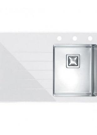 Мойка кухонная cristalix 10r 860 x 540 x 200 white дозатор, коландер