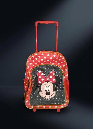 Оригінальний дитячий рюкзак-вализа на коліщатках minnie mouse — червоний з білим горохом, розмір для школярок!