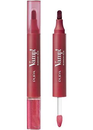 Pupa vamp! marker duo двосторонній тінт та блиск для губ 005