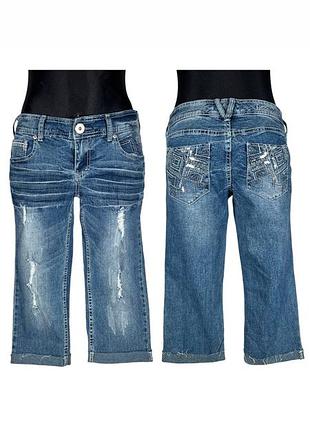 Винтажные укороченные джинсы капри с этно вышивкой и паетками miss me style vintage 2000s y2k