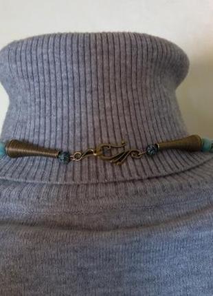 Колье с подвеской "бирюзовый листопад"