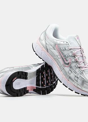 Классные кроссовки женские nike p-6000 silver grey white pink
