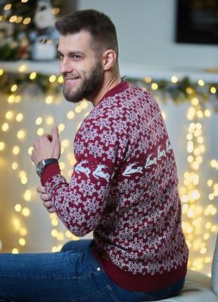 Свитер с оленями ногодний,красивый мужской свитер.