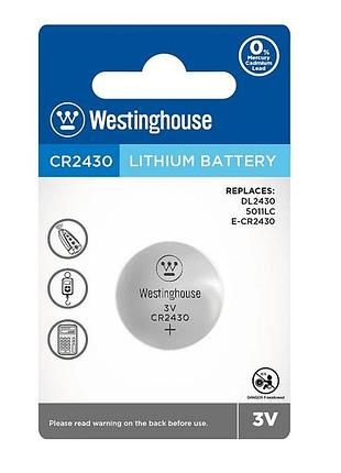 Батарейка westinghouse lithium cr430 3v, литиевая таблетка, 1 шт в блистере ft