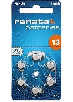 Батарейки для слухових апаратів renata za13 (6 шт) ft