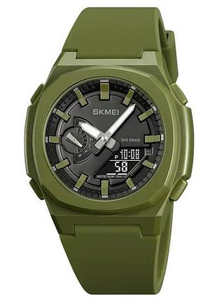 Часы мужские 2091agbk skmei army green-black - спортивные водостойкие электронно-аналоговые часы ft