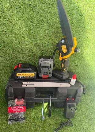 Пила 8" ланцюгова акумуляторна +2 акумулятори 48v alfarid жовта top shop ua_