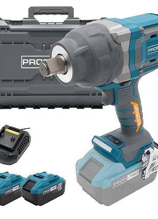 Аккумуляторный безщеточный гайковерт profi-tec pptw20020 2000nm 3/4 (2×pt2080ep (8.0 ач), зарядное устройство)