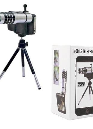 Монокуляр-объектив\телеобъектив для мобильного телефона x12 mobile telephoto lens черный top shop ua_