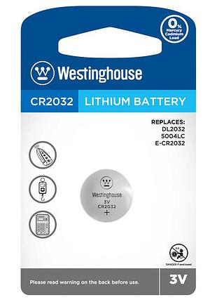 Батарейка westinghouse lithium cr2032 3v, литиевая таблетка, 1 шт в блистере ft