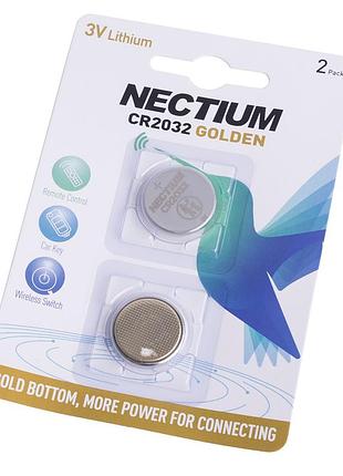 Батарейка nectium cr2032 литиевая "таблетка" 3v для часов и устройств, 2 шт блистер ft