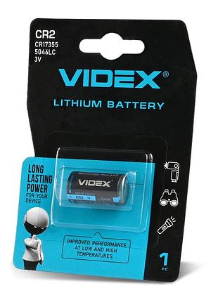Батарейка литиевая videx cr2 3v lithium, элемент питания для фотокамер и датчиков, 1 шт blister card ft