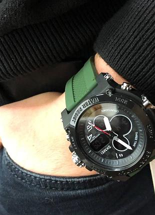 Часы skmei 2065ag — спортивные мужские часы army green, водонепроницаемые, армейские