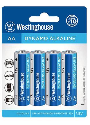 Лужна батарейка westinghouse dynamo alkaline lr6 aa 1.5v 4 шт в блістері ft