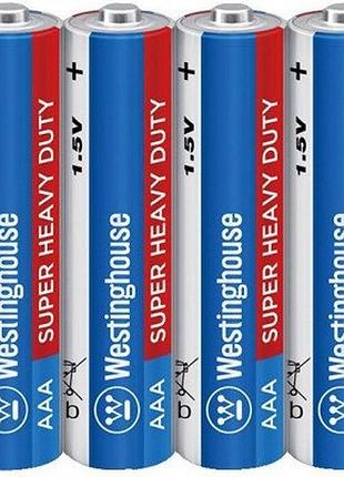 Батарейки westinghouse super heavy duty aaa/r03 1.5v, сольові, 4 шт у shrink-упаковці ft