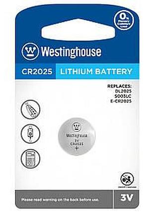 Батарейка westinghouse lithium cr2025 3v, літієва таблетка, 1 шт у блістері ft