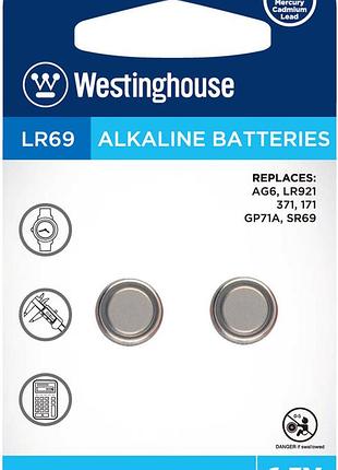 Батарейка westinghouse lr69 ag6 alkaline 1.5v, лужна таблетка, 2 шт у блістері ft